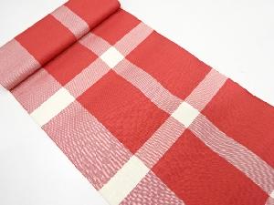 アンティーク　格子模様織り出し八寸帯地反物